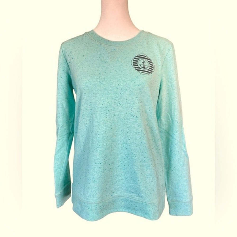 Talbots French Terry Graphic Sweatshirt Nautical Beach Seafoam Green (Size XS)